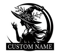Personalized Witch Metal Wall Art - Custom Moon & Spellbook Decor - Gothic Gift for Witches, Halloween & Mystical Home Decor (Style-8)