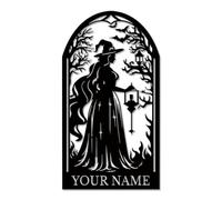Personalized Witch Metal Wall Art - Custom Moon & Spellbook Decor - Gothic Gift for Witches, Halloween & Mystical Home Decor (Style-6)