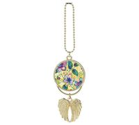 Personalized with Green Circle Car Rearview Mirror Ornament Double Side Custom Photo Picture Car Hanging Pendant Accessories Alloy Angel Wings Vehicle Decoration Golden