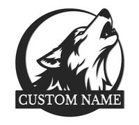 Personalized Wolf Metal Wall Art Sign, Custom Wolf Family Name Sign, Personalized Hunting Metal Style, Hunter Gift, Animal Lover Gift (Style-2)