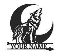 Personalized Wolf Metal Wall Art Sign, Custom Wolf Family Name Sign, Personalized Hunting Metal Style, Hunter Gift, Animal Lover Gift (Style-3)