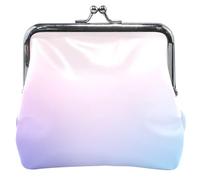 Personalized Women Cute Coin Purse Leather Abstract Blurred Blue Violet Chic Kiss Lock Change Pouch Wallet, Abstract blurred Blue Violet Chic, Classic, Abstract blurred Blue Violet Chic, Classic