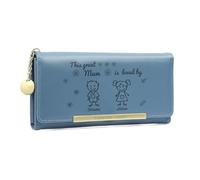 Personalized Women’s Long Wallet - Custom “Loved By” Design with 1-6 Kids Pets Names - PU Leather Wallet with Card Slots Zipper Pockets - Gift for Mum Mother’s Day Birthday Christmas (Loved by-Blue)