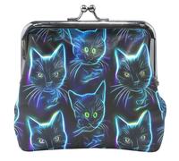 Personalized Women's Coin Purses & Pouches Neon Cats Kiss Lock Card Change Holder for Coins, Neon Cats, Classic