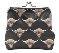 Personalized Women's Coin Purses & Pouches Scottish Highland Cow Black Kiss Lock Small Pouch Coin Wallet, Scottish Highland Cow Black, Classic