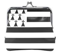 Personalized Women's Cute Coin Purse Leather Brittany Flag Kiss Lock Small Change Purse, Brittany Flag, Classic