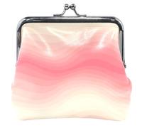 Personalized Women's Cute Coin Purse Leather Pastel Blush White Ripples Kiss Lock Coin Card Change Wallet