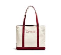 Personalized Women's Tote Bag Custom Embroidered Shopping Bag with Name | Reusable Canvas Bag Commuter Travel Bag with Zippered Pocket Gift for Mom, Wife, Bridesmaid