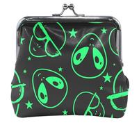 Personalized Womens Wallet Leather Cute Alien Faces Black Kiss Lock Coin Change Bag, Cool Alien Faces Black, UNITALLA, Cool Alien Faces Black, UNITALLA, Classic, Cool Alien Faces Black, UNITALLA
