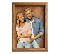 Personalized Wood Carving Couple Sculpture Photo Frame Custom Picture Frame for Bedroom Decor Romantic Gifts for Couple/Lover/Boyfriend/Girlfriend on Anniversary/Birthday