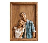 Personalized Wood Carving Couple Sculpture Photo Frame Custom Picture Frame for Bedroom Decor Romantic Gifts for Couple/Lover/Boyfriend/Girlfriend on Anniversary/Birthday