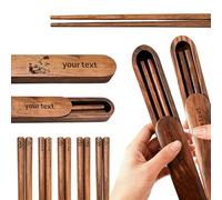 Personalized Wood Chopsticks Custom Engraved Name Reusable Japanese & Chinese Style Photo Engraved Chopsticks Set with Case Gift Set for Family, Wedding, Birthday & Housewarming