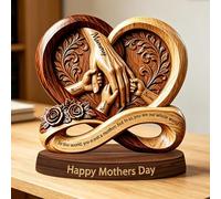 Personalized Wood Mom Holds Kids' Hands Sign Plaque Gift, Custom 2D Print Mother's Day Infinity Symbol Mom and Kids Hand-in-Hand Family Wooden Plaque Desk Figures Statue Gift for Mom Mama