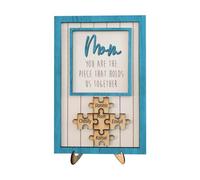 Personalized Wood Mothers Day Puzzle Sign Gift For Mom,Personalized Mom Puzzle Sign Plaque with Custom Kids Names| MOM Puzzle Piece Wall Decor Mother Day's Birthday Gift for Mom Grandma (style 4)