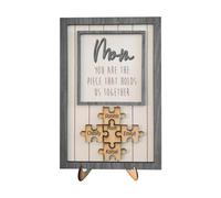 Personalized Wood Mothers Day Puzzle Sign Gift For Mom,Personalized Mom Puzzle Sign Plaque with Custom Kids Names| MOM Puzzle Piece Wall Decor Mother Day's Birthday Gift for Mom Grandma (style 2)