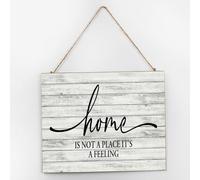 Personalized Wood Sign Home Is Not A Place It's A Feeling Custom Wood Plaque Sign Quote Decorative Wall Decor Signs for Living Room Pantry 10x12 Inch