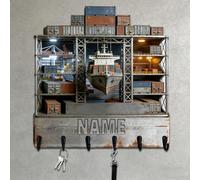 Personalized Wooden 2D Flat Print Container Ship Themed Wall Hooks for Living Room Hallway Office Custom Name Container Crane Coat Rack Port Transportation Key Storage Holder for Women Men Friends