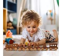 Personalized Wooden Alphabet Train with Custom 1-10 Letters Name, Solid Wood Handcrafted Name Train Set by Strong Magnetic, Creative Toys&Christening/Birthday Gifts for Boys Girls 1-3 Years Old