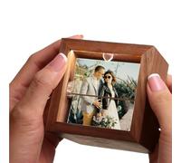 Personalized Wooden Animation Flip Photo Box, Custom Hand Crank Frame with Light, Engagement Gift for Couple, Bride, Groom, Bridesmaid, Family, Friends