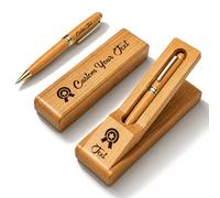 Personalized Wooden Ballpoint Pen Set with Name, Custom Engraved Pen with Gift Box, Customized Business Pens Gift for Men Women Boss Teacher Co-worker Friends (Beech wood)