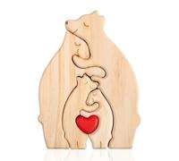 Personalized Wooden Bear Family Puzzle, 4 wooden bears piece together a warm puzzle, perfect as a gift for various occasions, including Christmas, birthdays, anniversaries, and more.