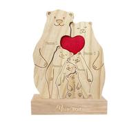 Personalized Wooden Bear Family Puzzle Gifts,Custom Bear Family Figurine with 1-6 Names,Customized Wooden Art Puzzle Present for Christmas,Family Puzzle for House Warming Gifts