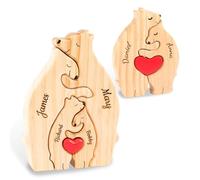 Personalized Wooden Bear Family Puzzle with Names, Custom Name Jigsaw Puzzle, Mother's Day, Father's Day, Christmas, Birthday, Housewarming Gift, Home Decor for Grandparents, Son, Daughter (Wood Bear)