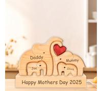Personalized Wooden Bear Family Puzzle with Names,Custom Wooden Puzzles for Home Decor,Personalized Gift for Mother's Day,Father’s Day,Birthdays (Style-Elephant)