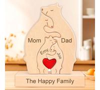 Personalized Wooden Bear Family Puzzle with Names,Custom Wooden Puzzles for Home Decor,Personalized Gift for Mother's Day,Father’s Day,Birthdays (Style-Bear)