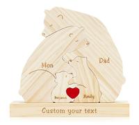 Personalized Wooden Bear Family Sign with 2-9 Names and a Base,Custom Made Wooden Bear Decoration, Home Decor Gifts for Mother Day, Father, Christmas