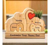 Personalized Wooden Bear Puzzle Custom Name with 2-7 Family Name Art Animal Jigsaw Sculpture Personalised Gifts for Mom Dad Grandma Mother’s Day Birthday Christmas Anniversary (Elephant)
