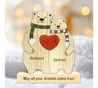 Personalized Wooden Bear Puzzle with 2-8 Family Name-Custom Name, Wooden Bear Family Puzzle, for Mother's Day, Father's Day, Christmas, House Warming Gifts, Birthdays Anniversary (G)