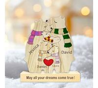 Personalized Wooden Bear Puzzle with 2-8 Family Name-Custom Name, Wooden Bear Family Puzzle, for Mother's Day, Father's Day, Christmas, House Warming Gifts, Birthdays Anniversary (F)