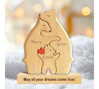 Personalized Wooden Bear Puzzle with 2-8 Family Name-Custom Name, Wooden Bear Family Puzzle, for Mother's Day, Father's Day, Christmas, House Warming Gifts, Birthdays Anniversary (B)