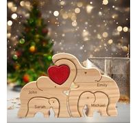 Personalized Wooden Bear Puzzle with 2-8 Family Name, Personalized Wooden Name Puzzle for Home Decoration, for Mother's Day, Father's Day, Christmas, House Warming Gifts (Style 8)