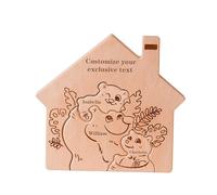 Personalized Wooden Bear Puzzle with 3 Family Names, Custom Family Name Sculpture for Home Decor, Personalised Gifts for Mom Dad Kids, Birthdays, Anniversary, Christmas, House Warming