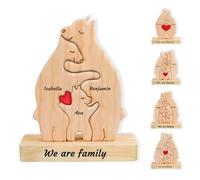 Personalized Wooden Bear Puzzle - Wooden Animal Puzzle with 2-10 Names Custom Family Name Home Decoration Mother's Day Birthday Warm Gifts for Family Mom Dad Friend