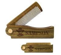 Personalized Wooden Beard Comb for Men, Custom Folding Pocket Beard Comb, Suitable for Beard, Hair & Mustache, Gift for Father Husband Men (Green Sandalwood)