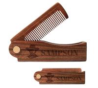 Personalized Wooden Beard Comb for Men, Custom Folding Pocket Beard Comb, Suitable for Beard, Hair & Mustache, Gift for Father Husband Men (Red Sandalwood)