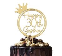 Personalized Wooden Birthday Cake Topper - Custom Name & Age with Crown - 3mm Wood - Multiple Colors - Birthday Party Decoration Gift for Friends & Family - 13th 16th 18th 21st 30th 40th 50th 60th
