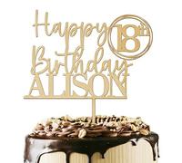 Personalized Wooden Birthday Cake Topper Custom Name & Age Wooden Sign, Happy Birthday Cake Decoration 21st 25th 30th 40th 50th 60th 70th 80th