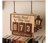 Personalized Wooden Books Read Tracker,Books Read This Year Counter,Custom Bookshelf Tracker,Home Decor (14.3x19cm)