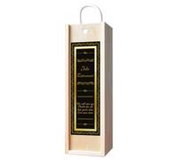 Personalized Wooden Champagne Gift Box | Modern Black Ribbon Gold Frame Design Wooden Box with Rope Handle | Print with Any Customizable Message for Birthday, Wedding, Anniversary, or other Occasion