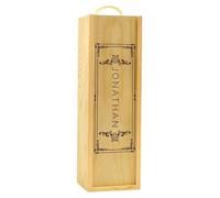 Personalized Wooden Champagne Gift Box with Printed Name | Vintage Floral Frame Design Wooden Wine Box | Print with Any Name for Birthday, Wedding, Anniversary, or other Occasion
