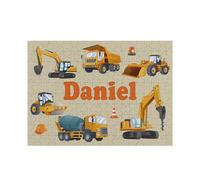 Personalized Wooden Construction Vehicles Puzzle with Name for Kids Age 3 4 5 Year Old Girl boy Children Activities Preschool Learning Educational Vehicle Toys Birthday