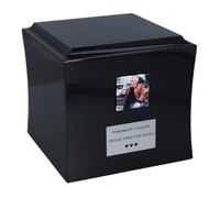 Personalized Wooden Cremation Urn with Photo for Adult Ashes, Black Memorial Box Urn with Picture, Elegant Funeral Keepsake Urn (Color/Plaque)
