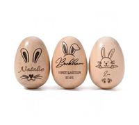 Personalized Wooden Easter Egg Musical Shaker, Custom Name Engraved Beech Wood Baby Rattle, Toddler Rhythm Instrument, Easter Basket Stuffer, First Easter Gift