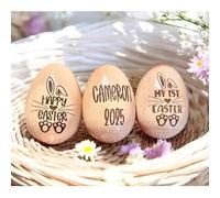 Personalized Wooden Egg Shaker,Engraved Baby Egg,Easter Kids,Custom Wood Egg,Easter Basket Filler,My 1st Easter,Keepsake Gift for Toddler Kids (4x6cm)