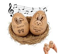 Personalized Wooden Egg Shaker for Easter 2026, Engraved Name Egg Shakers Musical Instruments, Easter Basket Stuffers for Babies & Kids, Sensory Musical Toys for Kids (Wooden Easter Egg)