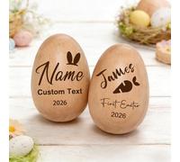 Personalized Wooden Egg Shaker for Easter 2026, Engraved Name Egg Shakers Musical Instruments, Easter Basket Stuffers for Babies & Kids, Sensory Musical Toys for Kids (Musical Easter Egg)